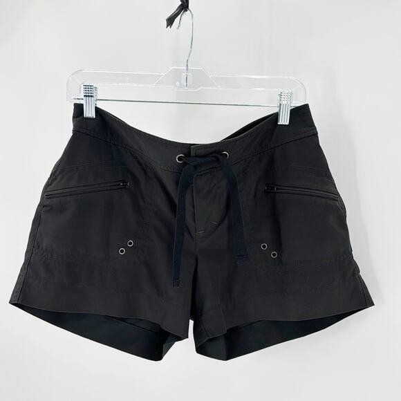 Athleta black button and tie waist swim hiking outdoors camping gorpcore shorts